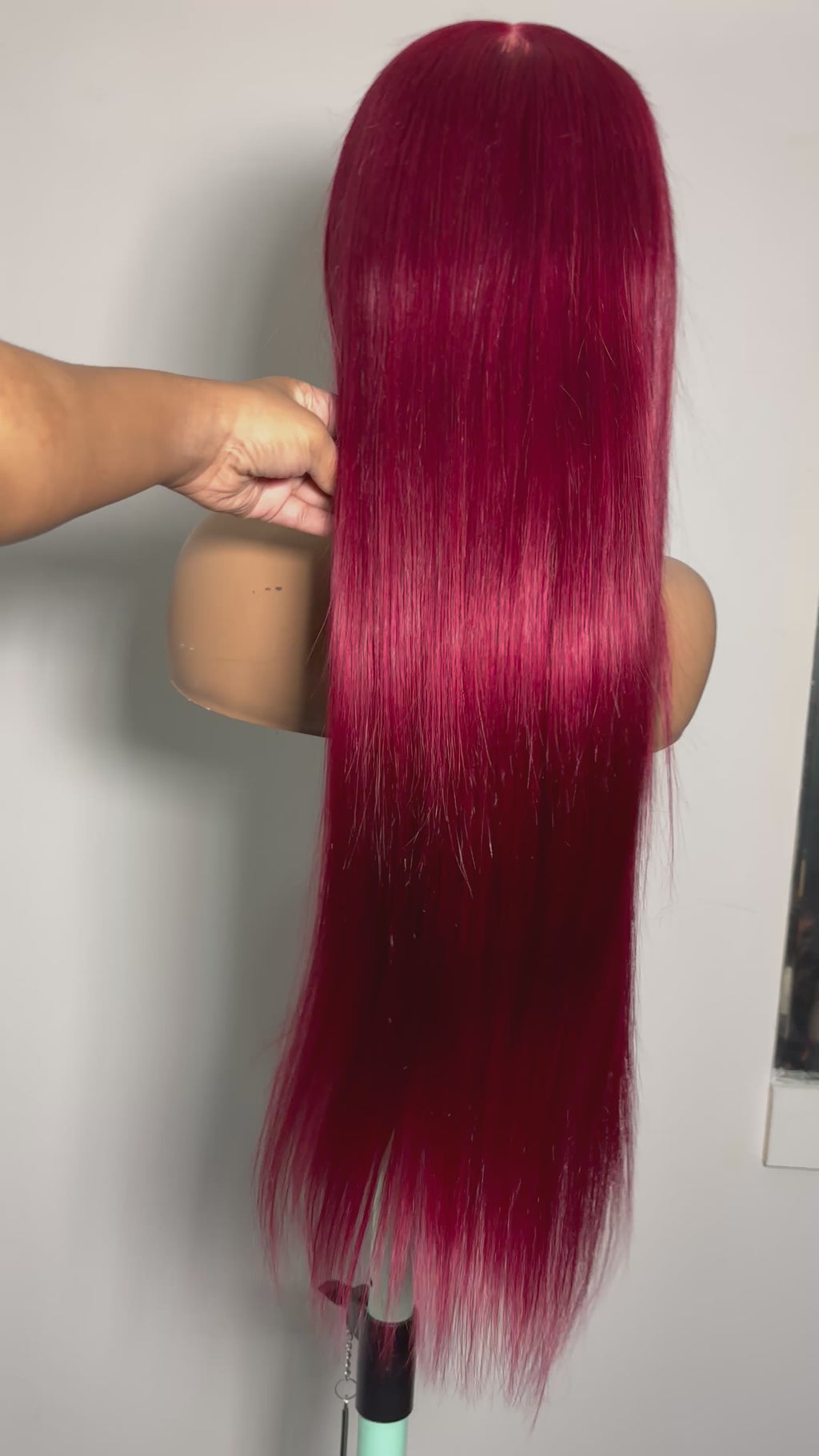 #5 Cherry red straight frontal wig 30”